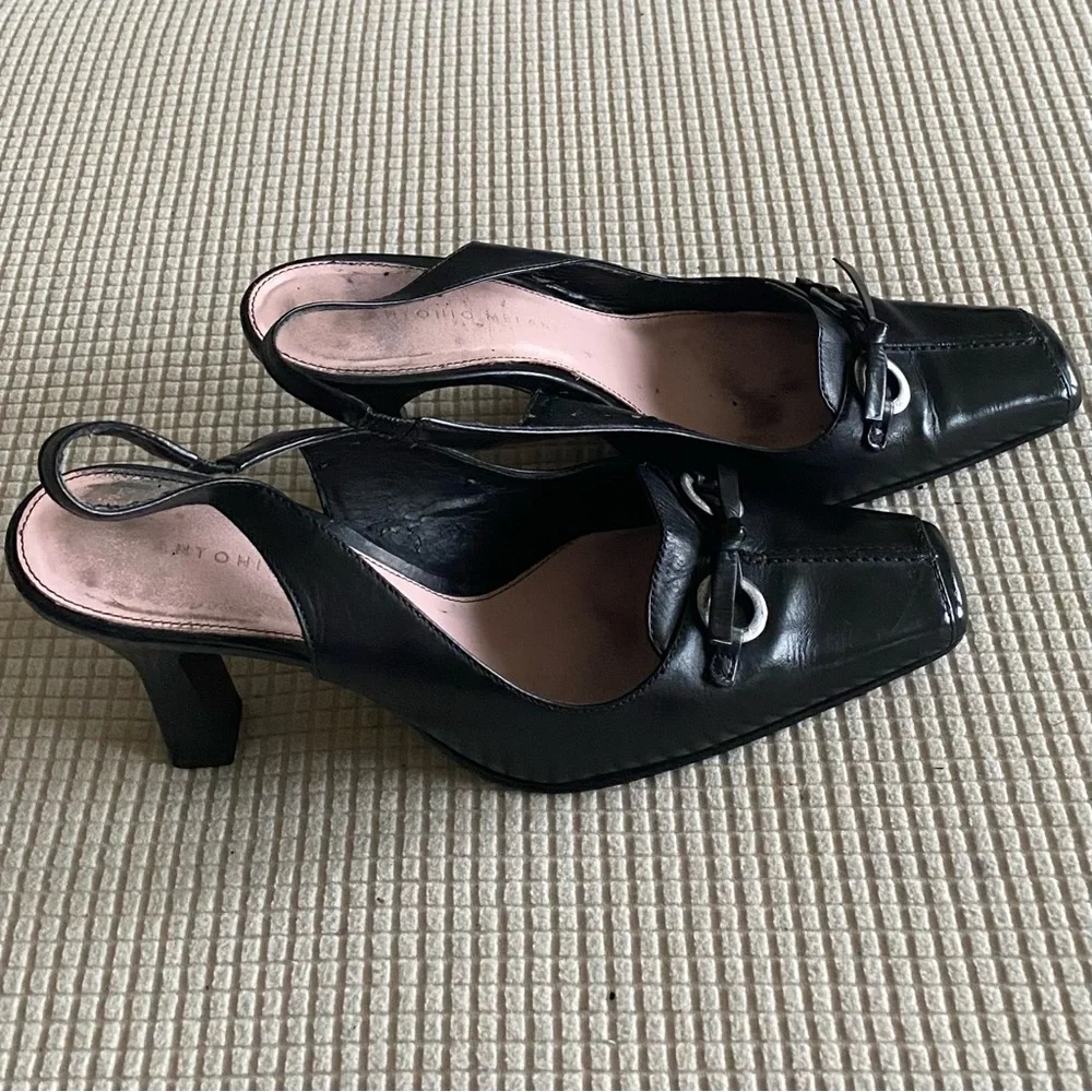ANTONIO MELANI Black Slingback Heels